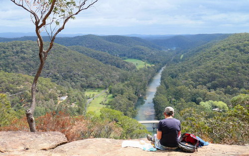 Mary on Morans Rock with stunning view of Colo River